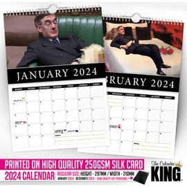 The Calendar King - Jacob Rees-Mogg - 2024 Wall Calendar (A4 size) // Funny/Quirky/Christmas/Birthday/Gift Idea/Present/Novelty/Humour/Secret Santa/Year Planner/Office Gift