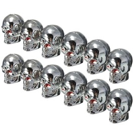 GLEAVI 12 Tapones de Válvula de Calavera: Tapas de Caucho Plateado para Llantas