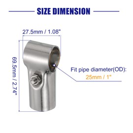 sourcing map T Pipe Clamp Connector 2pcs Structural Pipe Connector Chain Link Fence Clamp Stainless Steel Corner Fitting End Rails Clamp, Fit OD 1 Inch(25mm)
