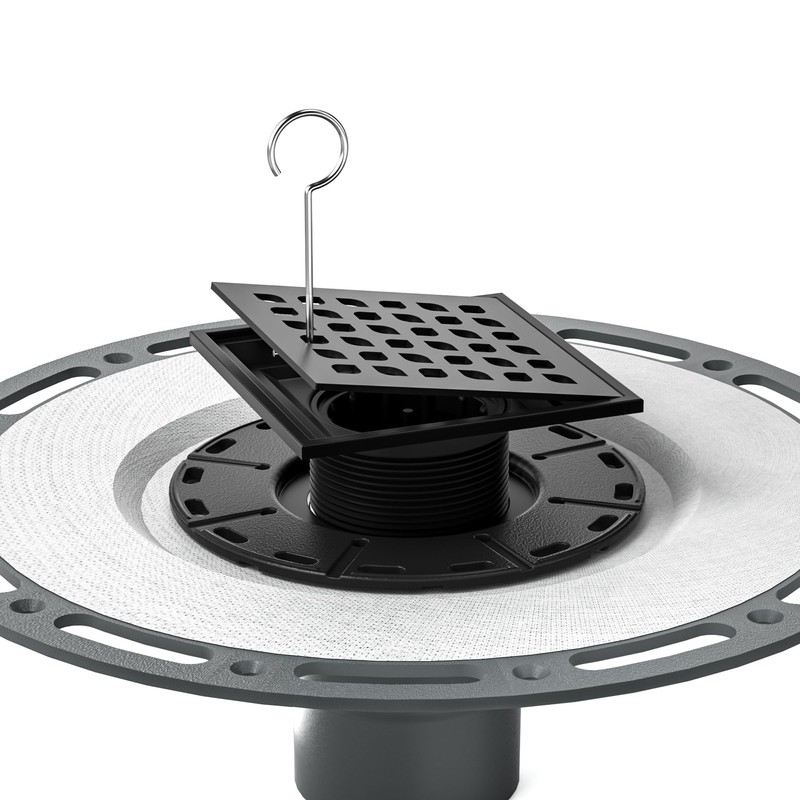 Bernkot Square Shower Drain, 4" Matte Black 304 Stainless Steel