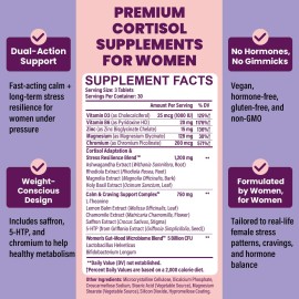 Uniisyunm Cortisol Supplements for Women 16 IN 1 Cortisol Detox for Women with Magnesiu...