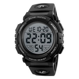 Datirzyx Men's Easy to Read Digital Watch, Large Display on Large Screen, Waterproof, Digital Watch, Sports Watch, Running Stopwatch, Alarm, Hourly Signal Function, Japanese Instruction Manual