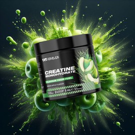 Out Angled Creatine Monohydrate Powder, Green Apple, 50 Servings, Micronised for Easy Mixing, Muscle Growth, Recovery and Strength Performance