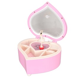 Heart Shape Musical Jewelry Box Rotating Dancing Girl Music Box Romantic Decorative Musical Storage Box for Earrings
