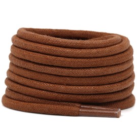 DELELE Round Cotton Waxed Shoelaces: 7/50 Inches Light Brown Shoe Laces for Boot 2 Pair 31 inch
