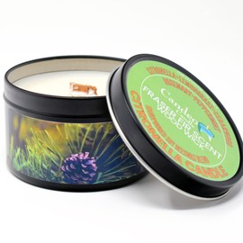 Candeo Candle Citronella Candle - Wood Wick - DEET Free - Made with Plant Based Essential Oils and a Soy/Beeswax Blend - 30 Hour Burn Time - 6 oz (Fraser Fir)