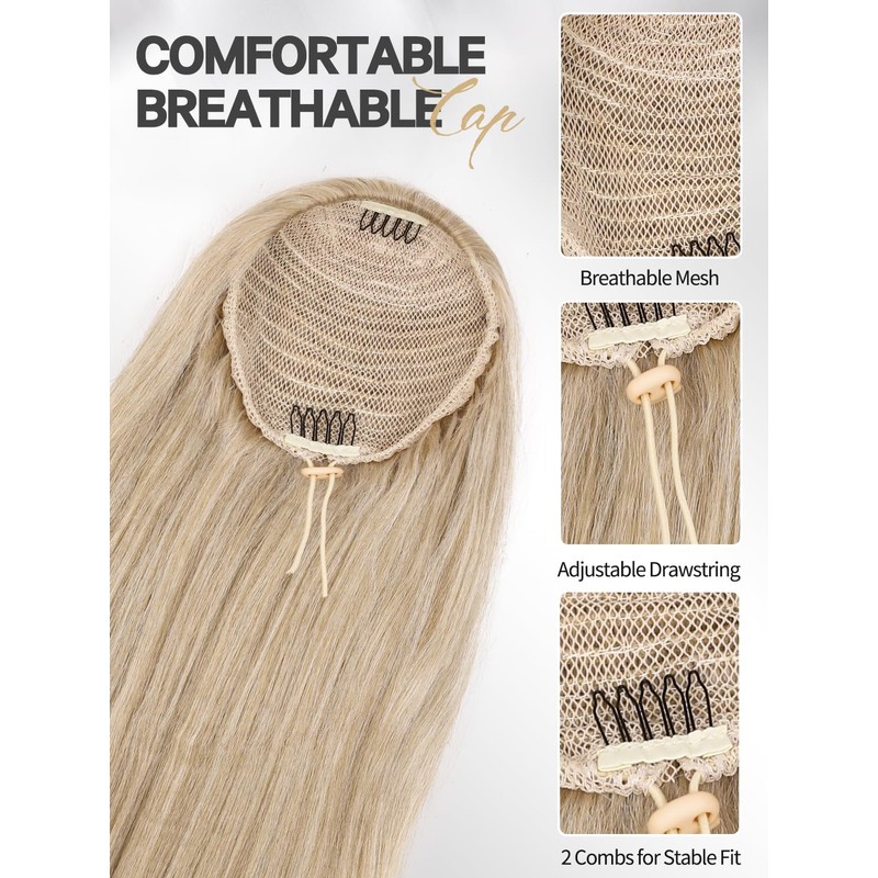 WIGER Ombre Blonde Ponytail Extension 26 Inch Drawstring Ponytail Extension