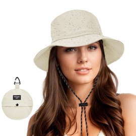 Zando Waterproof Bucket Hat for Woman Men Adjustable UPF 50+ Sun Hats for Women Packable Outdoor Hiking Safari Boonie Fishing Rain Hat Beige One Size