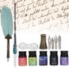 Vintage Feather Dip Pen with Ink 4 Nibs Set School