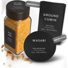 Livabl Spice Jar Labels, Pantry Labels & Spice Labels Stickers for Jars - 360 Labels for UK Spices Herbs & Seasonings - Stylish Minimalist Design for Kitchen Organisation