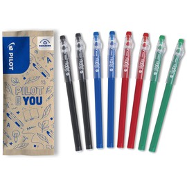 Pilot - FriXion Ball Stick Set with 8 Pens - Erasable Gel Ink - 2 Blue, 2 Black, 2 Red, 2 Green - The Affordable FriXion with Medium Tip - For Inserting into the Case - School Supplies