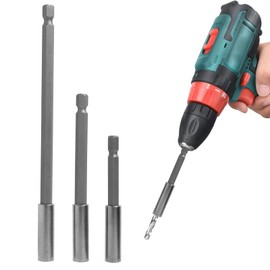 3 Pieces 6.35 mm Hex Shank Magnetic Drill Extension Holder Set, Drill Extension Rod, Extension Magnetic Drill Holder, 75 mm, 100 mm, 150 mm, for DIY and Professionals