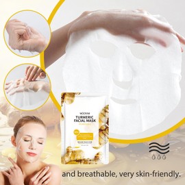 15 Pack Sheet Face Mask, Turmeric Face Masks Skincare for All Skin Types, Deep Moisturizing Hydrating Facial Masks, Face Mask for Sensitive Skin, Facial Mask Sheet for Breakouts Oil Control