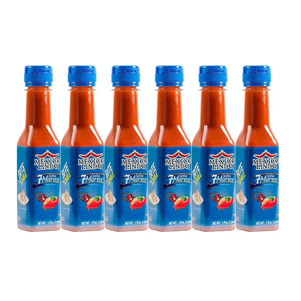 Mexico Lindo 7 Mares Hot Sauce | Perfect for Fish & Seafood | 10,800 Scoville Level | Spicy Flavor | 5 Fl Oz Bottles (Pack of 6)