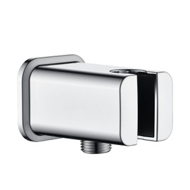 BRIGHT SHOWERS Wall Supply Elbow with Shower Head Bracket for Handheld Shower Head, Brass Core Wall Mounted Water Outlet, G1/2 Connector, Chrome