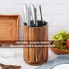 Hushee Wooden Knife Holder Block with Plastic Lid, 360° Rotating