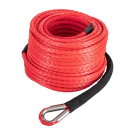 CUBELLIN 3/8" x 100FT Synthetic Winch Rope with Hook, 23,809 LBS Synthetic Winch Line Cable Rope for TV, UTV, SUV, Truck 4WD Off-Road Vehicle