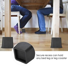 Cocoarm Bed and Furniture Riser Adjustable and Stackable Square Non-Slip Suitable for All Types of Desks Sofa Chairs PP Plastic Black 4pcs/Set 3 Inch
