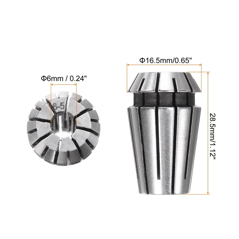 sourcing map 2 Pcs ER16 6mm Spring Collet Chuck High