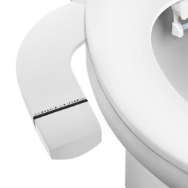 Cendron Ultra-Slim Bidet Attachment for Toilet, Dual Nozzle (Frontal & Rear Wash) with Self-cleaning, Non-Electric Bidet Toilet Seat Attachment with Adjustable Water Pressure, White