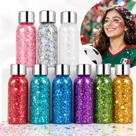 9pz Body Glitter Maquillaje Cabello Cuerpo Brillos Colores