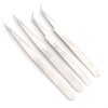 Fdit 4PCS Stainless Steel Straight & Curves Tweezer Tips Set,