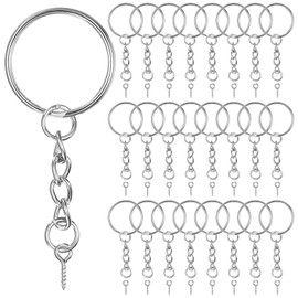 qxayxa 180 Piece Key Ring Set (90 Key Rings Chain + 90 Screw Eye Pins), Key Ring with Chain, Key Rings Key Ring for DIY Crafts Key Jewellery Making