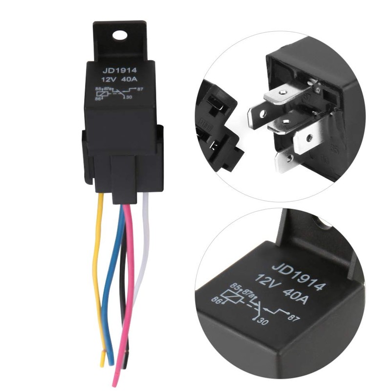 Waterproof Relay Wiring Harness, 5pcs 12V 30A/40A Car Relay, Car