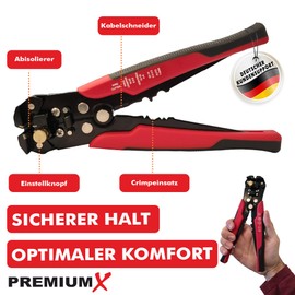 PremiumX PX-103 Crimping Pliers Cable Lug Pliers Crimping Pliers Stripping Tool with Cable Cutter for Cable Lugs Satellite Cable Connectors