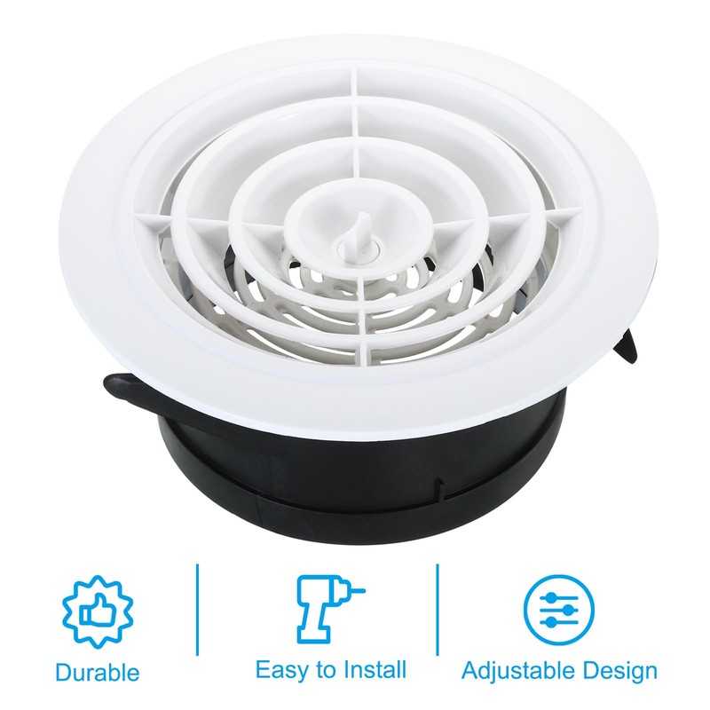PATIKIL 5 Inch Round Air Vent, Adjustable Ceiling Diffuser Grill
