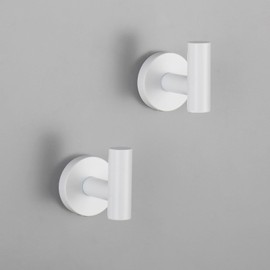 GERZWY Towel Hook Stainless Steel Robe Coat Hook Wall Mounted Luxury Hooks for Bathroom Hotel 2 Pack, White