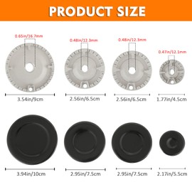 HUAREW Gas Stove Burner Caps Set, Cooker Hat Set Suitable for Most Gas Stove Burners, 1 Large, 1 Small, 2 Middle