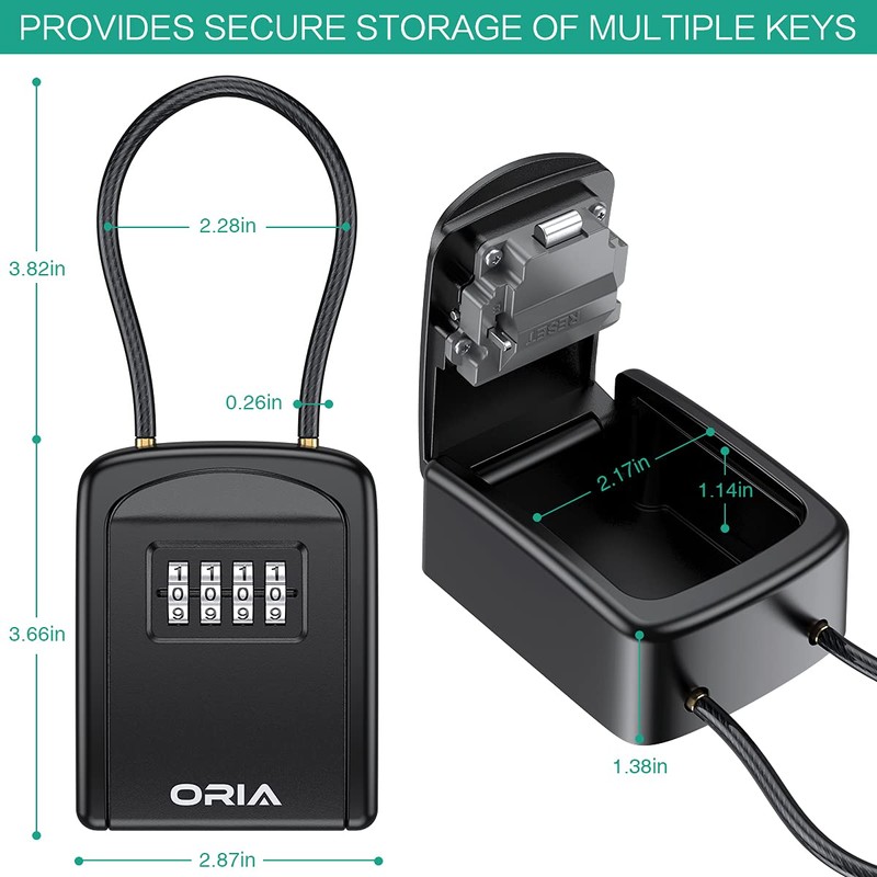 ORIA Key Lock Box, 4 Digit Combination Lock Box, Key