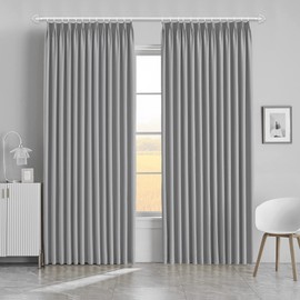 MAIHER Pinch Pleat Blackout Curtain, Thermal Insulated Room Darkening Drape, Polyester Window Treatment for Bedroom, Patio, Light Grey, 72 Inch Wide by 96 Inch Long, 1 Panel