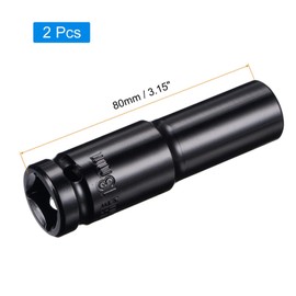 TA-VIGOR 2Pcs Deep Impact Socket, 1/2 Inch Drive by 13mm Deep Impact Socket, Heat-Treated CR-V Steel 13mm Socket, 1/2 Drive with 80mm Length 6-Point Socket for Home Car Repair