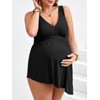 Summer Mae Plus Size Maternity One Piece Swim Dress Tie
