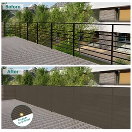 Bynbbur 2.5' x 15' Balcony Privacy Screen Deck Privacy Fence Cover with Grommets UV Protection for Patio, Backyard, Porch, Deck, Cable Zip Ties Included (Brown)