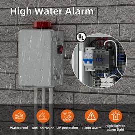 Joinfworld Sump Pump Water Alarm Waterproof Septic Tank Water Detector Alarm for Basements with Flash Light and 110dB Alarm