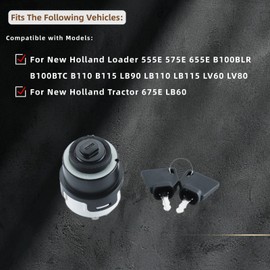 Ignition Switch with 11 Terminal for New Holland 555E 575E 655E B100BLR B100BTC B110 B115 LB90 LB110 LB115 LV60 LV80 675E LB60 Replace 85804674 50988