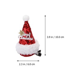 PRETYZOOM 4 pieces Christmas hat hair clip sequins hair clips mini Christmas hat headdress Christmas hair accessories for Christmas party favours
