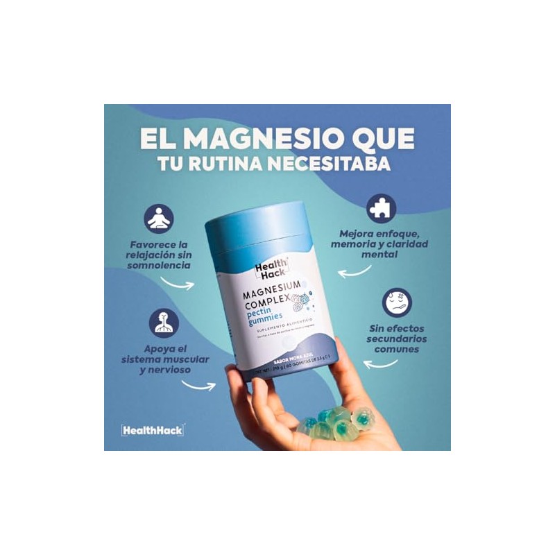 Magnesio Complex con Glicinato y Citrato 60 Gomitas Sin Azúcar