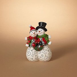 Gerson 2650020 Resin Snowman Couple Figurine, 9.4-inch Height