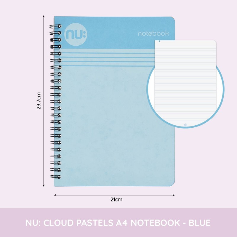 NU: Notebooks - Cloud Pastels Range - A4 Blue Notebook
