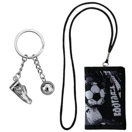 Kinder Brustbeutel - Dreifach Gefaltete Geldbörse Mit Schlüsselanhänger, Fußball-Geldbörse Mit Exquisitem Anhänger, Portemonnaie Zum Umhängen Geschenk Für Jungen & Mädchen