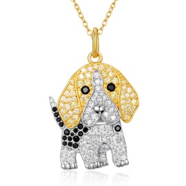TANGPOET Beagle Dog Pendant Necklace Gifts for Women 925 Sterling Silver Cubic Zircons Memorial Jewelry Gift for Beagle Mom Lovers Birthday Christmas Graduation