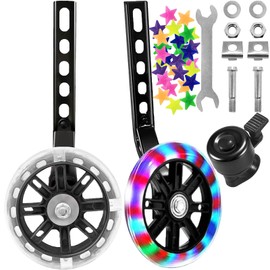 BAYINBROOK Children's Bicycle Stabilisers, Bicycle Flash Training Wheels, Bicycle Stabilisers for Children, Mute Flash Wheels, Universal Stabilisers for Children's Bike (Black)