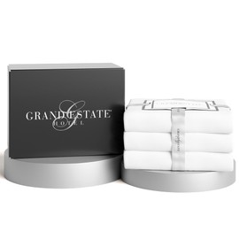 3-Piece Bulk Pack King Size White Flat Sheets for Hotels, Spas, Salons, Hospitals - 100% Cotton Soft & Silky Sateen Weave Sheets (108 inches Wide x 120 inches Long) by Grand Estate Hotel