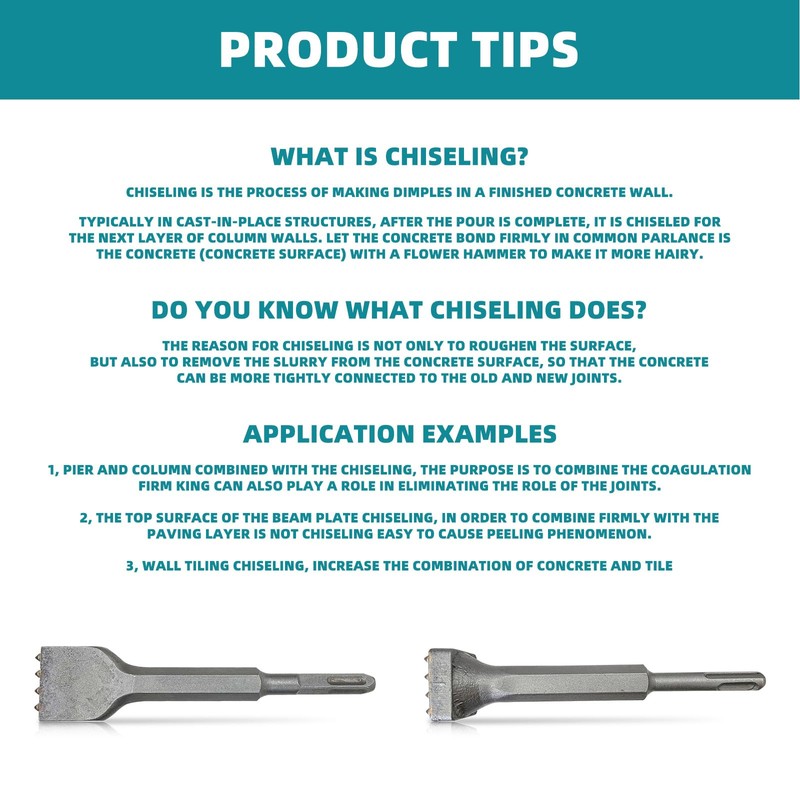 2Pcs SDS Plus Bushing Tool Bit, 4 Tips SDS Plus