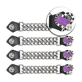 Dream Apparel 4PCS Motorcycle Vest Extenders for Women, Biker Vest Extenders with Faux Leather Ends and Double Chrome Chains