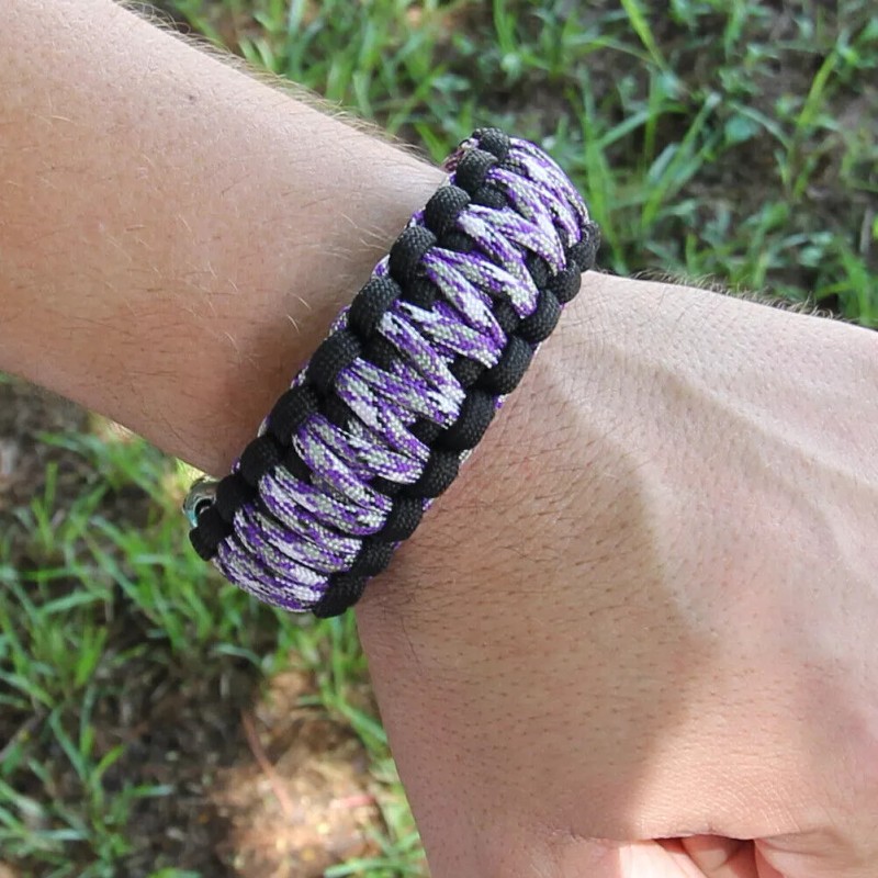 Unbranded Skullz Survival Paracord Outdoor Womens Survival Bracelet Purple Black